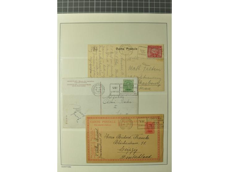 1920, ANTWERPEN: Sammlung mit losen Sondermarken-Sätzen, 10 Karten mit Maschinen-Werbestempeln, Vignetten (5 ungebrauchte und