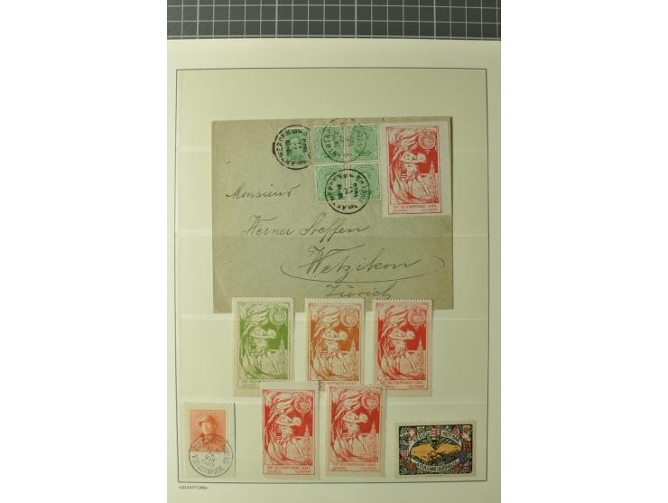 1920, ANTWERPEN: Sammlung mit losen Sondermarken-Sätzen, 10 Karten mit Maschinen-Werbestempeln, Vignetten (5 ungebrauchte und