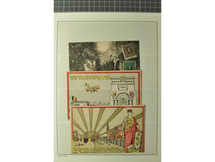 1920, ANTWERPEN: Sammlung mit losen Sondermarken-Sätzen, 10 Karten mit Maschinen-Werbestempeln, Vignetten (5 ungebrauchte und