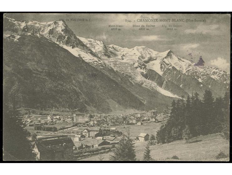 1924, CHAMONIX: Maschinen-Werbestempel "SPORTS d'HIVER CHAMONIX-MONT BLANC JANVIER 1924" vom 2.1.1924 auf bedarfsgebrauchter 
