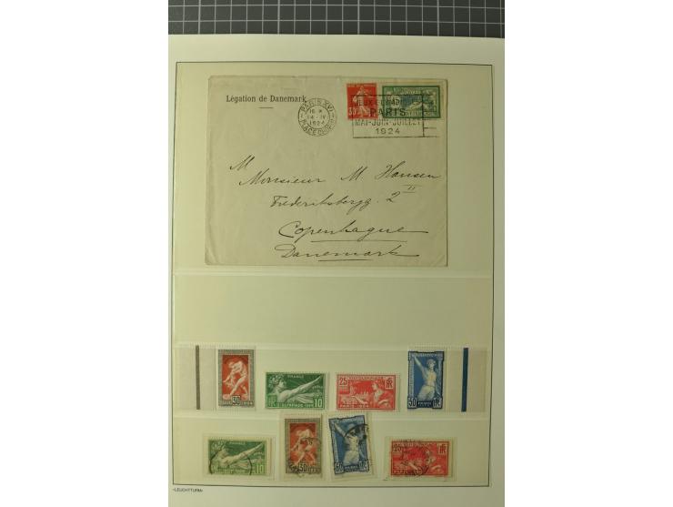 1924, PARIS: Sammlung mit kpl. Sondermarken-Sätzen inkl. Libanon und Syren, verschiedenen Vignetten und 25 Briefen/Karten, da