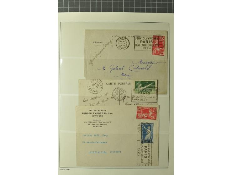 1924, PARIS: Sammlung mit kpl. Sondermarken-Sätzen inkl. Libanon und Syren, verschiedenen Vignetten und 25 Briefen/Karten, da