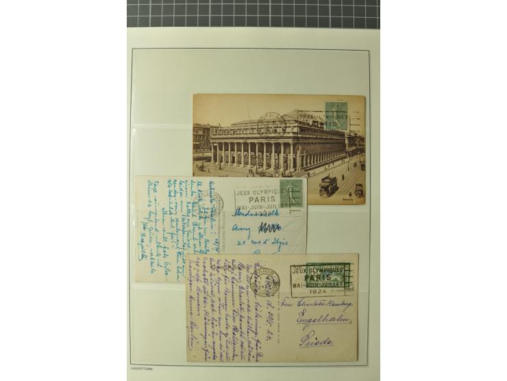 1924, PARIS: Sammlung mit kpl. Sondermarken-Sätzen inkl. Libanon und Syren, verschiedenen Vignetten und 25 Briefen/Karten, da