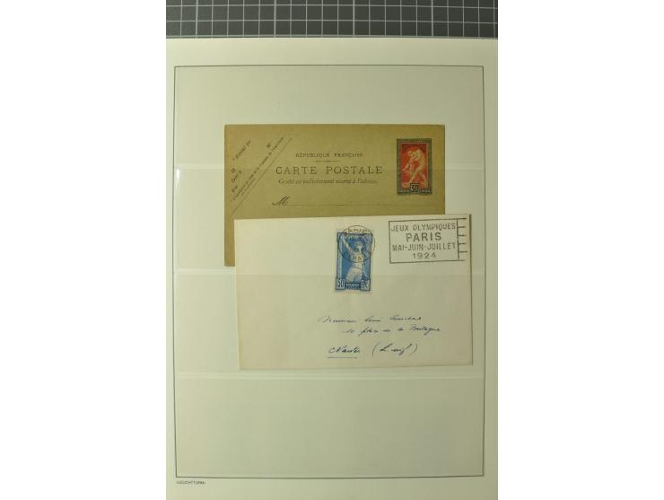 1924, PARIS: Sammlung mit kpl. Sondermarken-Sätzen inkl. Libanon und Syren, verschiedenen Vignetten und 25 Briefen/Karten, da