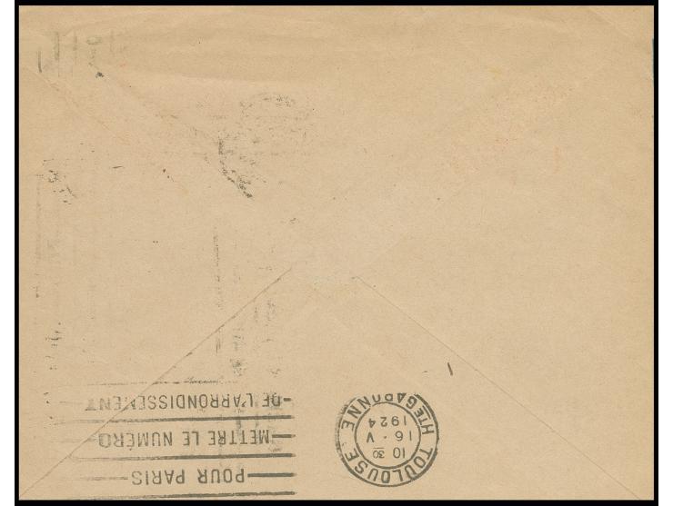 Offizeller Umschlag des Olympischen Komitees, bedarfsgebrauucht von "PARIS 15.5.1924" mit 25 C. nach Toulouse