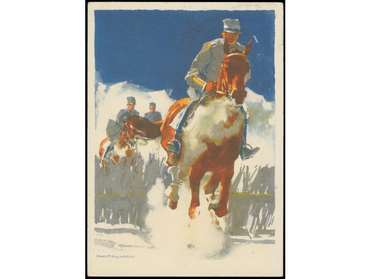 1928, ST. MORITZ: farbige Sonderkarte 'Schnneereiter', bedarfsgebraucht