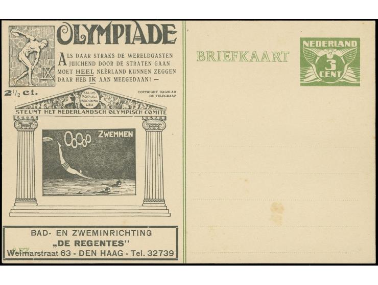 Sonder-Ganzsachenkarte 3 C., Serie F4 (Schwimmen), ungebraucht, kleiner Fleck, sonst Pracht