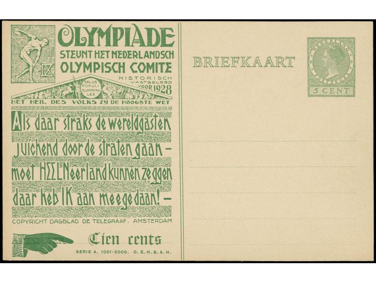 Sonder-Ganzsachenkarte 5 C., Serie A 1001-2000, ungebraucht, Pracht