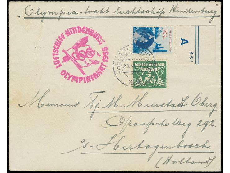 ZEPPELINPOST NIEDERLANDE: Brief aus "HERTOGENBOSCH 23.VII." mit rotlila Bestätgiungsstempel nach Holland, Pracht