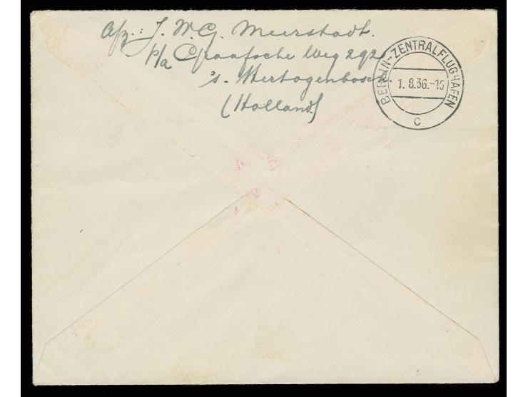 ZEPPELINPOST NIEDERLANDE: Brief aus "HERTOGENBOSCH 23.VII." mit rotlila Bestätgiungsstempel nach Holland, Pracht