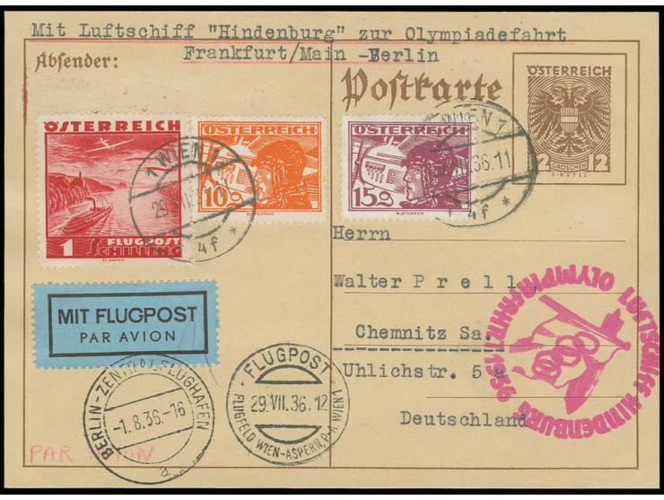 Ganzsachenkarte mit Zufrankatur und mit rotlila Bestätgiungsstempel, alle Stempel vorderseitig, Pracht