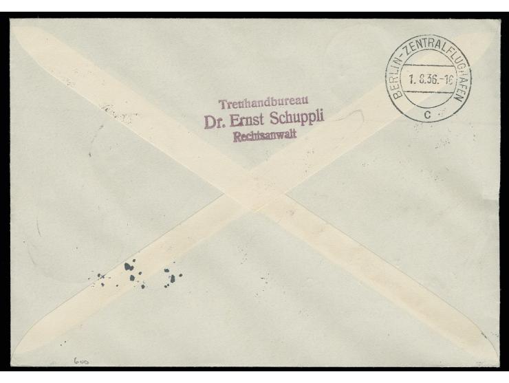 SCHWEIZ: Brief aus "BASEL 28.VII" via Frankfurt mit rotlila Bestätgiungsstempel, Pracht