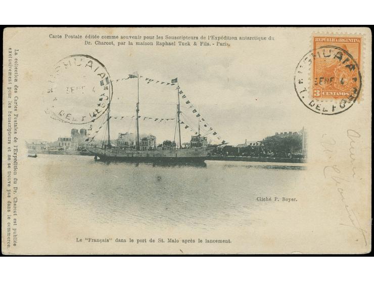 ANTARKTIS: 1904, Polarexpedition Jean-Baptiste Charcot, Ansichtskarte der Expedition mit Abbildung seines Schiffes "Francais"
