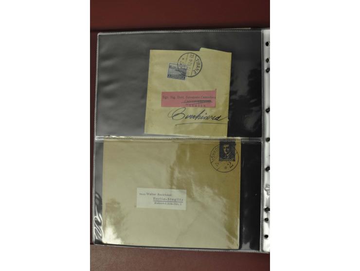 1913/65 (ca.), interessanter und reichhaltiger Posten Briefe, Karten, Ganzsachen und Vorderseiten, dabei Reco, Zensur, Luftpo