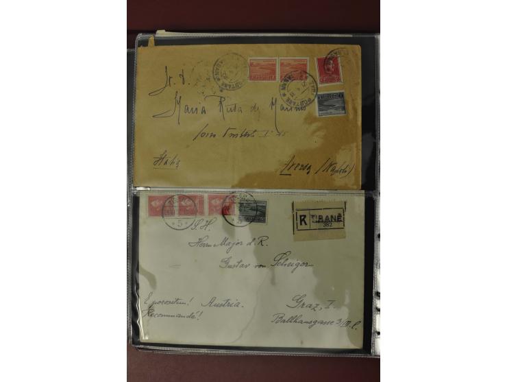 1913/65 (ca.), interessanter und reichhaltiger Posten Briefe, Karten, Ganzsachen und Vorderseiten, dabei Reco, Zensur, Luftpo