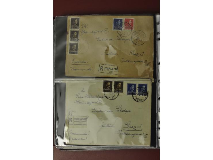 1913/65 (ca.), interessanter und reichhaltiger Posten Briefe, Karten, Ganzsachen und Vorderseiten, dabei Reco, Zensur, Luftpo
