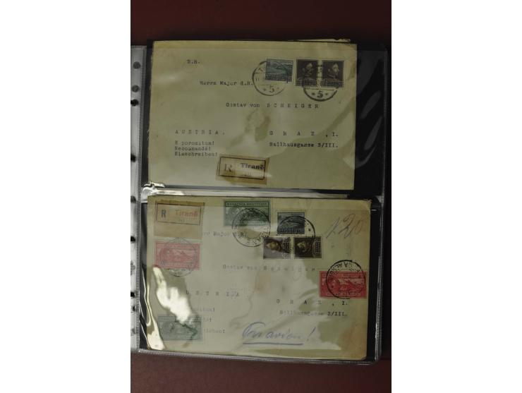 1913/65 (ca.), interessanter und reichhaltiger Posten Briefe, Karten, Ganzsachen und Vorderseiten, dabei Reco, Zensur, Luftpo