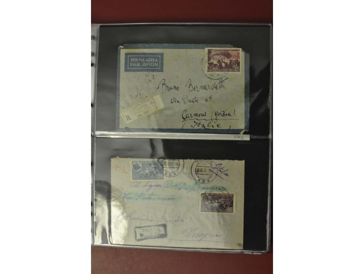 1913/65 (ca.), interessanter und reichhaltiger Posten Briefe, Karten, Ganzsachen und Vorderseiten, dabei Reco, Zensur, Luftpo