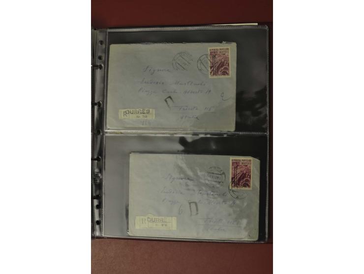 1913/65 (ca.), interessanter und reichhaltiger Posten Briefe, Karten, Ganzsachen und Vorderseiten, dabei Reco, Zensur, Luftpo
