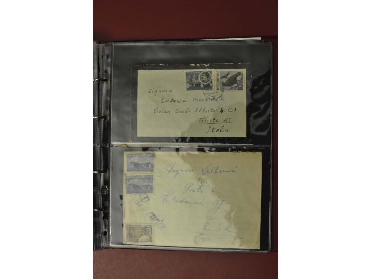 1913/65 (ca.), interessanter und reichhaltiger Posten Briefe, Karten, Ganzsachen und Vorderseiten, dabei Reco, Zensur, Luftpo