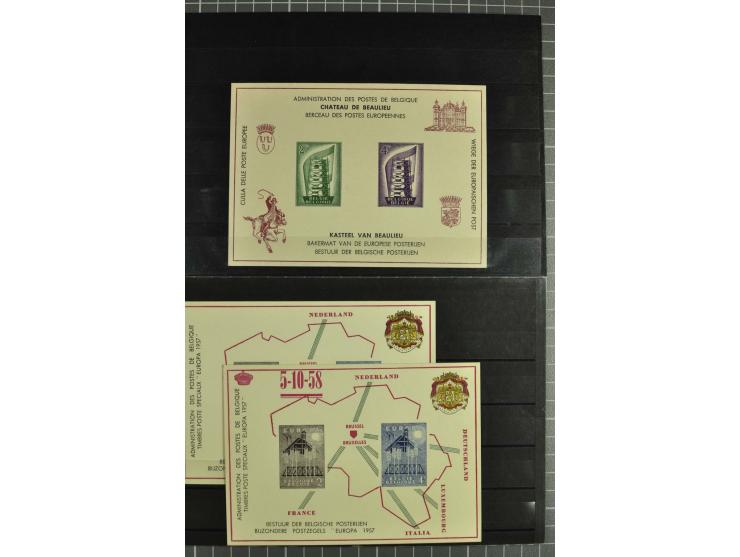 1956/80, Europa-Ausgaben 1956-1971, 1979 und 1980 als offiz. Gedenblätter der Post, Sammlung mit 18 verschiedenen, 1 Blatt fl