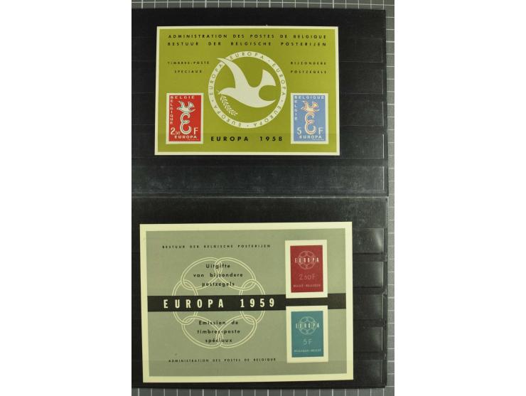 1956/80, Europa-Ausgaben 1956-1971, 1979 und 1980 als offiz. Gedenblätter der Post, Sammlung mit 18 verschiedenen, 1 Blatt fl