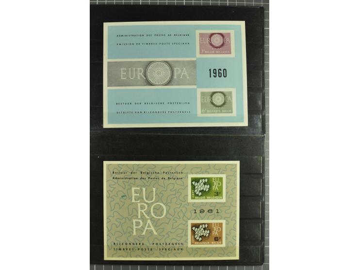 1956/80, Europa-Ausgaben 1956-1971, 1979 und 1980 als offiz. Gedenblätter der Post, Sammlung mit 18 verschiedenen, 1 Blatt fl