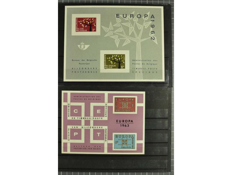 1956/80, Europa-Ausgaben 1956-1971, 1979 und 1980 als offiz. Gedenblätter der Post, Sammlung mit 18 verschiedenen, 1 Blatt fl