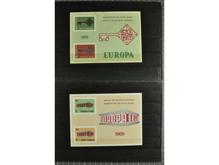1956/80, Europa-Ausgaben 1956-1971, 1979 und 1980 als offiz. Gedenblätter der Post, Sammlung mit 18 verschiedenen, 1 Blatt fl