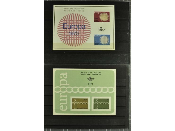 1956/80, Europa-Ausgaben 1956-1971, 1979 und 1980 als offiz. Gedenblätter der Post, Sammlung mit 18 verschiedenen, 1 Blatt fl