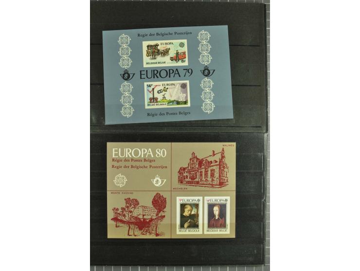 1956/80, Europa-Ausgaben 1956-1971, 1979 und 1980 als offiz. Gedenblätter der Post, Sammlung mit 18 verschiedenen, 1 Blatt fl