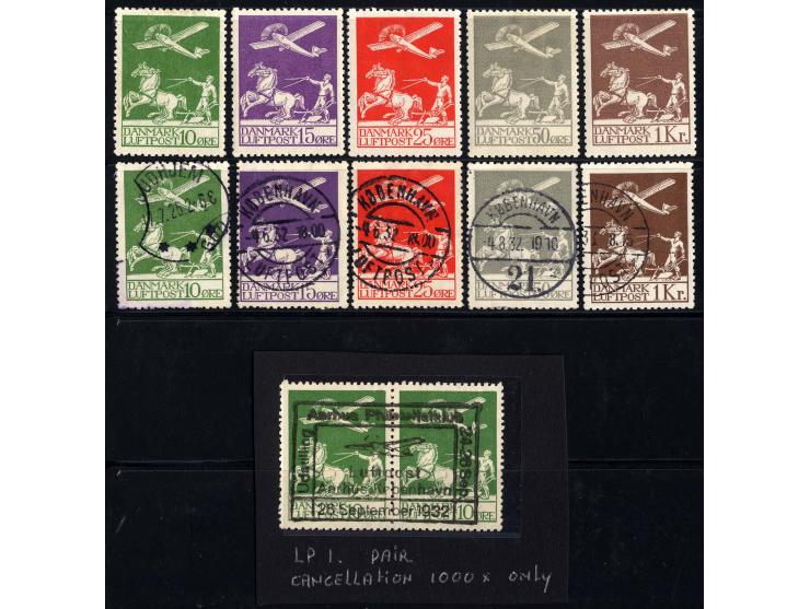 1925/29, Mi.-Nr. 143-45 und 180-81, jeweils ungebraucht und gestempelt, sowie 143 im Paar mit zentrischem Sonderstempel "Luft