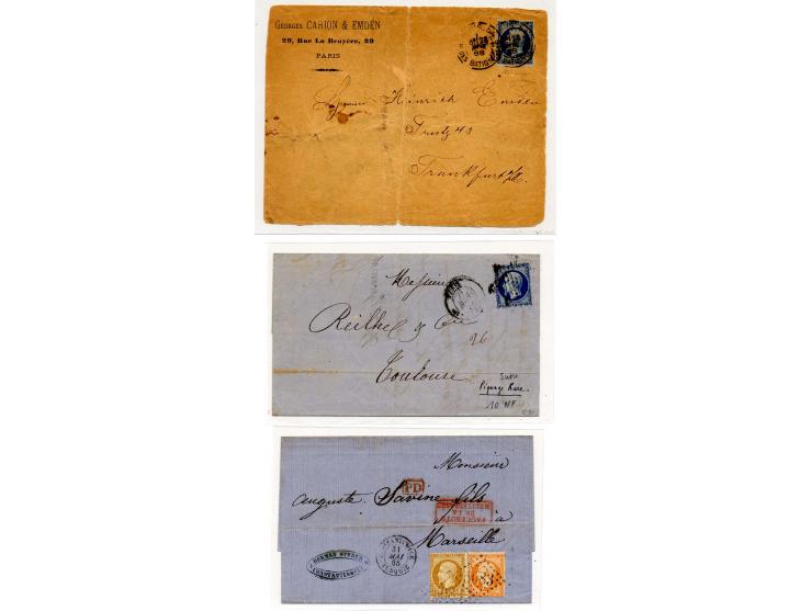 1851/88, 10 frankierte Briefe bzw. Karte sowie eine Vorderseite, dabei Privatzähnungen, 2 Briefe von Konstantinopel, dabei ei