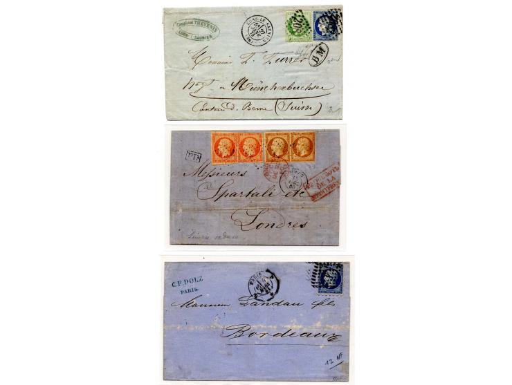 1851/88, 10 frankierte Briefe bzw. Karte sowie eine Vorderseite, dabei Privatzähnungen, 2 Briefe von Konstantinopel, dabei ei