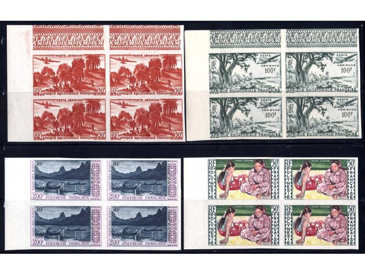 1946/55 (ca.), kleine Partie ungezähnter Werte u. kpl. Ausgaben in Paaren oder 4er-Blocks, insgesamt 74 Werte, meist Kolonien