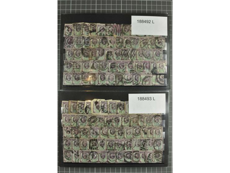 1850/1920 (ca.), fast ausschließlich gestempelter Lagerbestand von über 8000 Werten, dabei auch diverse Shilling-Werte, riesi