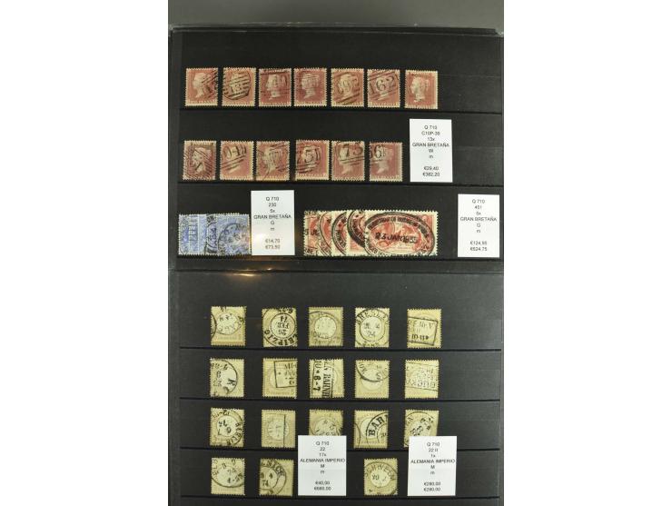 1850/1920 (ca.), fast ausschließlich gestempelter Lagerbestand von über 8000 Werten, dabei auch diverse Shilling-Werte, riesi