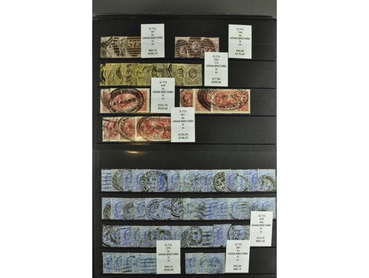 1850/1920 (ca.), fast ausschließlich gestempelter Lagerbestand von über 8000 Werten, dabei auch diverse Shilling-Werte, riesi