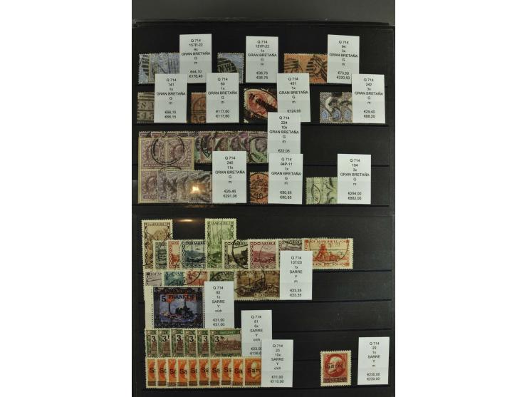 1850/1920 (ca.), fast ausschließlich gestempelter Lagerbestand von über 8000 Werten, dabei auch diverse Shilling-Werte, riesi