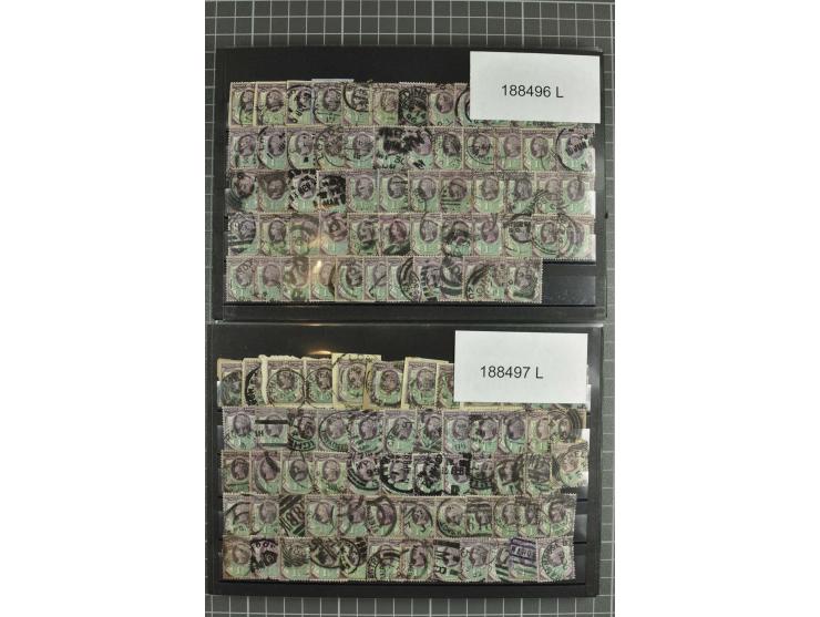 1850/1920 (ca.), fast ausschließlich gestempelter Lagerbestand von über 8000 Werten, dabei auch diverse Shilling-Werte, riesi