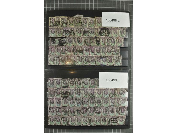 1850/1920 (ca.), fast ausschließlich gestempelter Lagerbestand von über 8000 Werten, dabei auch diverse Shilling-Werte, riesi