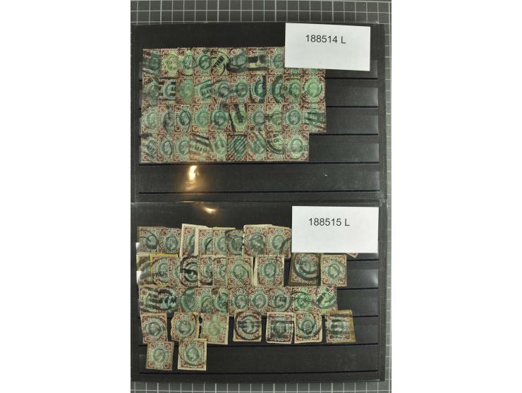 1850/1920 (ca.), fast ausschließlich gestempelter Lagerbestand von über 8000 Werten, dabei auch diverse Shilling-Werte, riesi