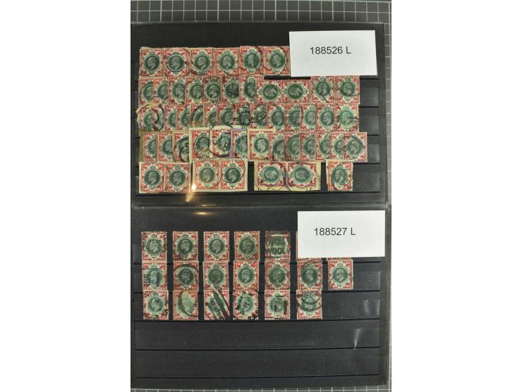 1850/1920 (ca.), fast ausschließlich gestempelter Lagerbestand von über 8000 Werten, dabei auch diverse Shilling-Werte, riesi