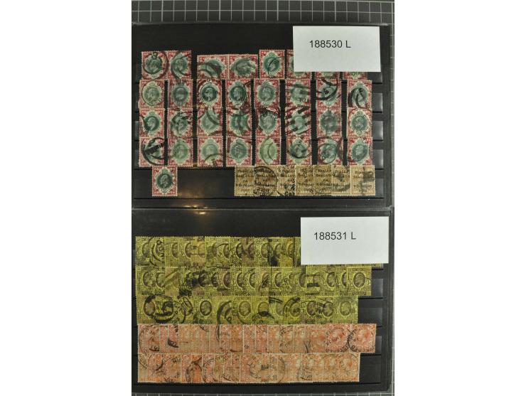 1850/1920 (ca.), fast ausschließlich gestempelter Lagerbestand von über 8000 Werten, dabei auch diverse Shilling-Werte, riesi