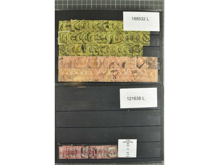 1850/1920 (ca.), fast ausschließlich gestempelter Lagerbestand von über 8000 Werten, dabei auch diverse Shilling-Werte, riesi