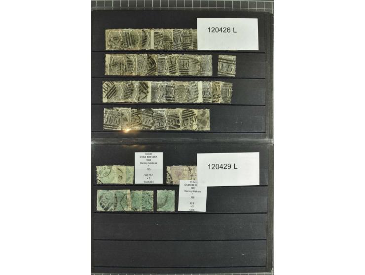 1850/1920 (ca.), fast ausschließlich gestempelter Lagerbestand von über 8000 Werten, dabei auch diverse Shilling-Werte, riesi