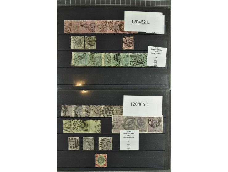 1850/1920 (ca.), fast ausschließlich gestempelter Lagerbestand von über 8000 Werten, dabei auch diverse Shilling-Werte, riesi