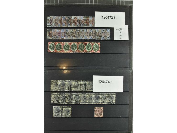 1850/1920 (ca.), fast ausschließlich gestempelter Lagerbestand von über 8000 Werten, dabei auch diverse Shilling-Werte, riesi