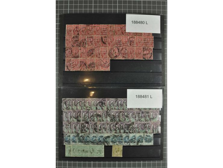 1850/1920 (ca.), fast ausschließlich gestempelter Lagerbestand von über 8000 Werten, dabei auch diverse Shilling-Werte, riesi