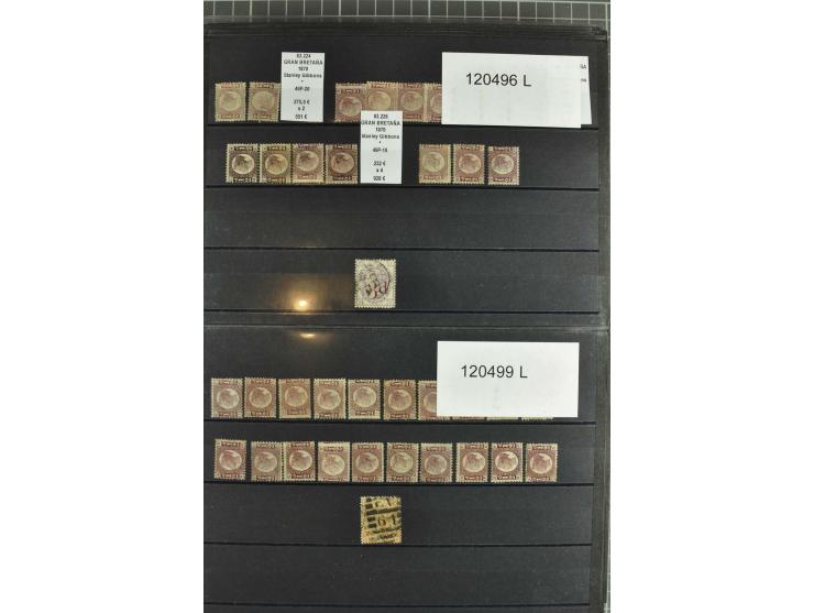 1850/1920 (ca.), fast ausschließlich gestempelter Lagerbestand von über 8000 Werten, dabei auch diverse Shilling-Werte, riesi